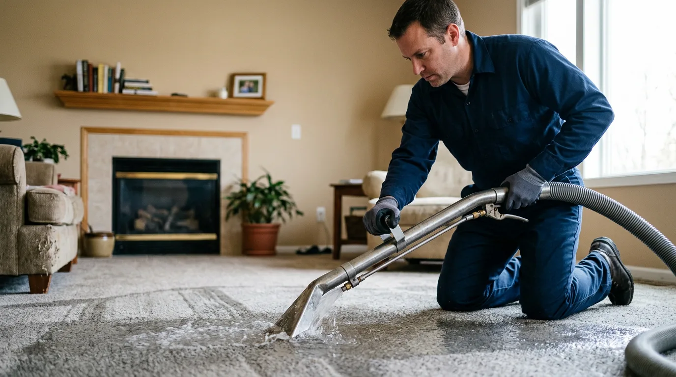 Water damage restoration technician working near Hometown, IL